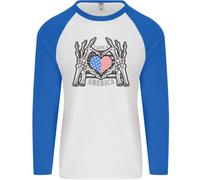 I Love You America 4Th Of July USA Flag Uomo L/S Baseball T-Shirt