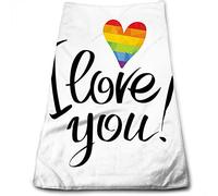 I Love You Asciugapiatti da Cucina in Microfibra,Colore Arcobaleno Cuore Gay,Asciugamani da Bagno ad Asciugatura Rapida per Adulti e Bambini Super Assorbente,Arcobaleno Nero 15in x27in
