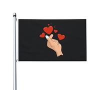 I Love You Finger Heart Bandiera Esterna Appendere Bandiera All'Aperto Con Occhielli Bandiere Da Cortile 90X150Cm Per Patio Camera Da Letto Spiaggia