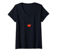 I Love You from My Head Pomodori Divertente San Valentino Maglietta con Collo a V, Donna, Nero, M