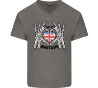 I Love You Gran Bretagna Union Jack Bandiera UK Uomo Scollo A V Cotone T-Shirt