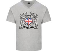 I Love You Gran Bretagna Union Jack Bandiera UK Uomo Scollo A V Cotone T-Shirt