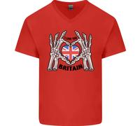 I Love You Gran Bretagna Union Jack Bandiera UK Uomo Scollo A V Cotone T-Shirt
