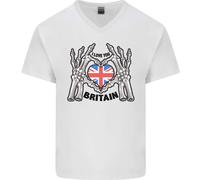 I Love You Gran Bretagna Union Jack Bandiera UK Uomo Scollo A V Cotone T-Shirt