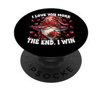 I Love You More The End I Win Red Rose Valentines Gnome PopSockets PopGrip Adesivo