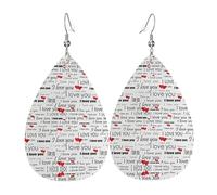 I Love You Parole Con Cuori Orecchini In Pelle Per Le Donne Pendenti, Piercing Orecchini A Goccia Leggero Gioielli Regali Per Donne Ragazze