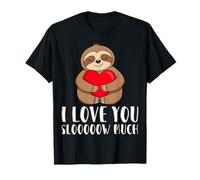 I Love You Slooooow Much Cute Bradipo Coppia San Valentino Maglietta