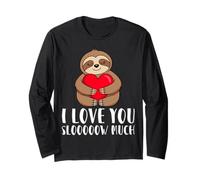 I Love You Slooooow Much Cute Sloth Couple Valentine's Day Maglia a Manica