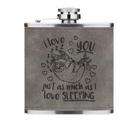 I Love You Solo Come Molto Sleeping 170ml Simil Pelle Hip Flask Grigio Bradipo