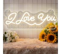 I Love You To The Moon and Back Again Decorazione Luce al Neon 5V USB Dimmerabile Interruttore Adatto Luce Insegna al Neon per Matrimonio Arte Decorazione Murale Anniversario Decorazione San Valentino