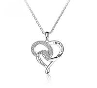 I Love You To The Moon And Back Heart Pendant Necklace With Cubic Zirconia Promise Jewelry Gift