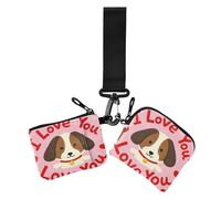 I Love You Valentines Dog Donne Portamonete Portamonete Custodie per Carte Mini Moda Cerniera Portafoglio da Polso con Cerniera Tasca per Monete per Signore 2 Confezioni portatarjetas para, Ti amo San