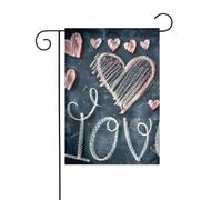 I Love You Words with Hearts Print Indoor Outdoor Home Patio Lawn Decor Garden Banner All Seasons Double Sided Flags