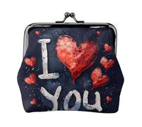 I Love You Words with Hearts Print Squisito Versatile Kiss Lock Coin Purse carino piccolo portafoglio con cerniera per monete carte