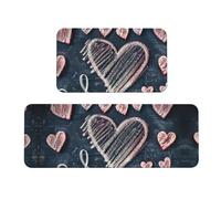I Love You Words with Hearts Print tappetini da cucina per pavimento, set di tappeti da cucina, per vari spazi interni ed esterni