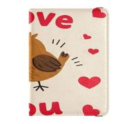 I Love Your Valentine Cartoon Bird Porta passaporto decorativo in pelle per gli uomini di viaggio Portafoglio Combo Documenti Organizer Holder Accessori Ultra Sottile, Amo il tuo uccello cartone