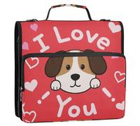I Love Your Valentine Dog 3 anelli 3,8 cm raccoglitore organizer con cinghia tasche multiple raccoglitore per scuola/ufficio