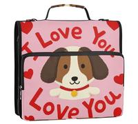 I Love Your Valentine Dog 3 anelli organizer da ufficio con manico tasche multiple portfolio portatile per ufficio scuola