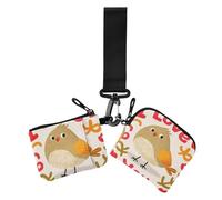 I Love Your Valentine - Portamonete da donna con uccellino in stile cartone animato, carino, alla moda, con cerniera, portamonete con portachiavi, confezione da 2, Amo il tuo uccello cartone animato