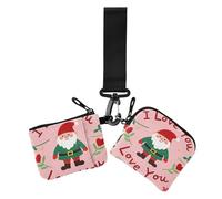 I Love Your Valentine - Portamonete doppio per carte di credito, con portachiavi, da donna, 2 pezzi, Amo il tuo nano dei cartoni animati di San Valentino, 1 size, Casual