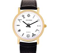 I LUV LTD Black Gents Leather Masonic Wrist Watch - White Face Quartz Slim line - Gift Box