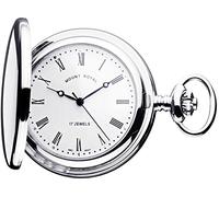 I LUV LTD Full Hunter Pocket Watch Chrome Plated Roman Numerals Date - with Chain - Gift