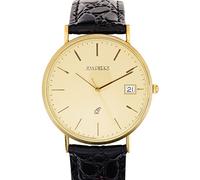 I LUV LTD Gents 9ct oro da polso Champagne faccia con Data - cinturino in pelle nera