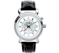 I LUV LTD Gents Argento Orologio da polso Allarme con Data - cinturino in pelle nera