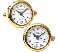 I LUV LTD Gents Watch Cufflinks Pair White Masonic Dial Gold Plated - Luxury Gift Box