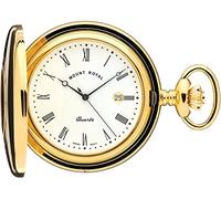 I LUV LTD Orologio da tasca oro placcato Mezza Hunter numeri romani Movimento al quarzo