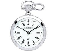 I LUV LTD Sterling Silver Classic pendente della vigilanza di fronte aperto - numeri romani - Quarzo