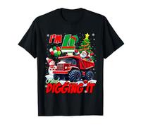 I’m 4 And Digging It Christmas Santa Truck 4th Birthday Maglietta