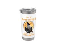 I’m a Good Witch My Cat Told Me So Grey Tabby Cat Hallowwen Bicchiere termico in acciaio inox doppia parete
