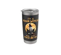 I’m a Good Witch My Cat Told Me So Grey Tabby Cat Hallowwen Bicchiere termico in acciaio inox doppia parete