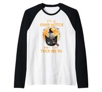 I’m a Good Witch My Cat Told Me So Grey Tabby Cat Hallowwen Maglia con Maniche Raglan