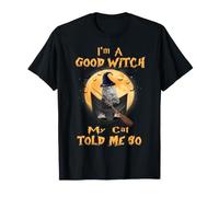 I’m a Good Witch My Cat Told Me So Grey Tabby Cat Hallowwen Maglietta