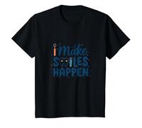 I Make Smiles Happen Igienista Dentale Donne Odontoiatria Citazione Maglietta, Bambini, Nero, 8 Anni