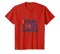 I Make Smiles Happen Igienista Dentale Donne Odontoiatria Citazione Maglietta, Bambini, Rosso, 2 Anni