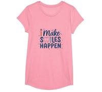 I Make Smiles Happen Igienista Dentale Donne Odontoiatria Citazione Maglietta, Ragazze, Rosa, S