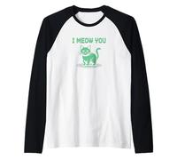 I Meow You - Grafica retrò Pixel Cat Love Maglia con Maniche Raglan