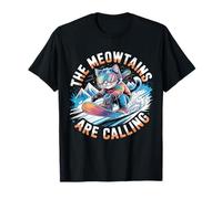 I Meowtains Chiamano Snowboarder Funny Snowboard Cat Maglietta