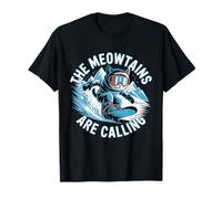I Meowtains Chiamano Snowboarder Funny Snowboard Cat Maglietta