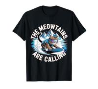 I Meowtains Chiamano Snowboarder Funny Snowboard Cat Maglietta