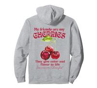 I Miei Amici Sono Le Mie Ciliegie Dolce Ciliegia retrò Frutta Estate Felpa con Cappuccio, Unisex per Adulti, Grigio Melange, XL