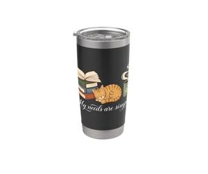 I miei bisogni sono semplici libri di caffè per gatti che leggono biblioteche per amanti Bicchiere termico in acciaio inox doppia parete