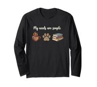 I Miei bisogni Sono semplici Libri sul caffè Paw Cozy Reader Pet Lover Maglia a Manica