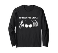 I Miei bisogni Sono semplici Pesca Subacquea Bikini Birra Oceano Design Maglia a Manica