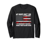 I Miei Diritti Non finiscono Dove iniziano i Tuoi Sentimenti USA Flag Gun Maglia a Manica