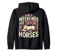I Miei fine Settimana Sono Libri e Cavalli Carino Pony Felpa con Cappuccio