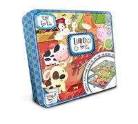 I miei primi giochi, Ludo e il Gioco dell'Oca per bambini e famiglie, classico gioco da tavolo all'interno di una scatola di metallo, gettoni a tema animali e dadi in legno, da 2 a 4 giocatori